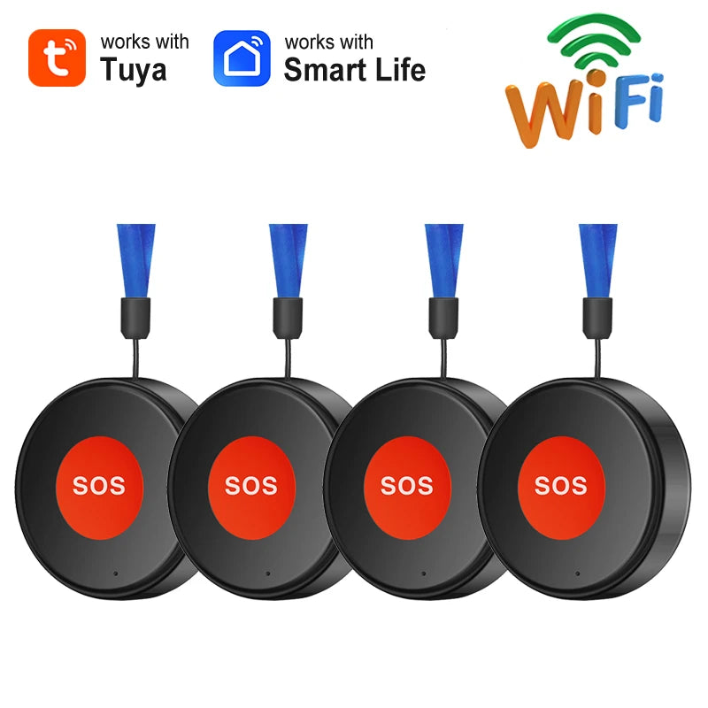 Smart Life APP WiFi SOS Emergency Button Tuya Home Security Elderly Children One-Click Call Help Alarm Remote Notification