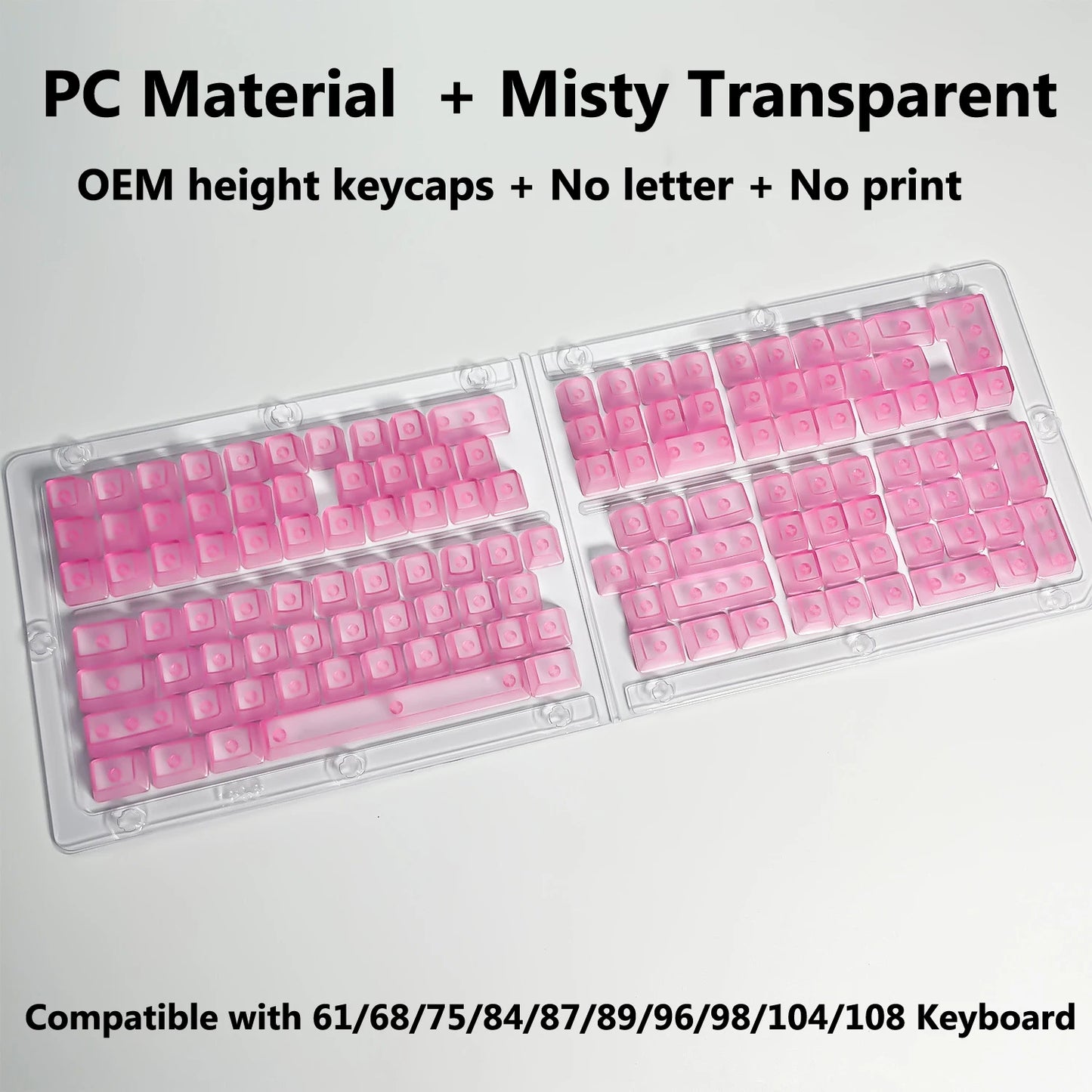 Full Sets Transparent Keycaps for Mechanical Keyboard Front/Side/None Print RGB Backlit Full/Misty Transparent Keycap 130+ Key