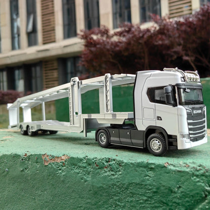 1:50 Alloy Diecast Large Truck Model Car Toy Simulation Container Toy Sound and Light Pull BackTransport Vehicle Model Kid Gifts