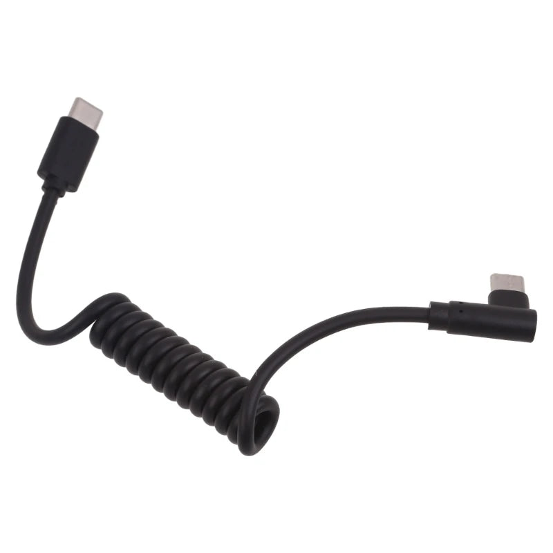 60W Fast Charging USB C to USB2.0, USB A to Micro USB, Type C to Type C Coiled Cable, 90 Degree Right Angle Design Cable for Smartphone Tablet Speaker Headphone