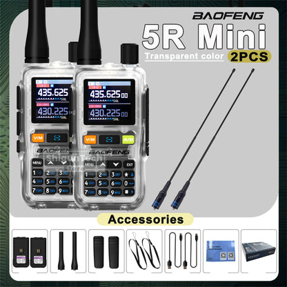 Baofeng UV 5R Mini Walkie Talkie Banda Aérea UHF/VHF Doble Vigilancia Doble PTT Programación Bluetooth Tipo-C Camping Radioaficionado Actualización 5R