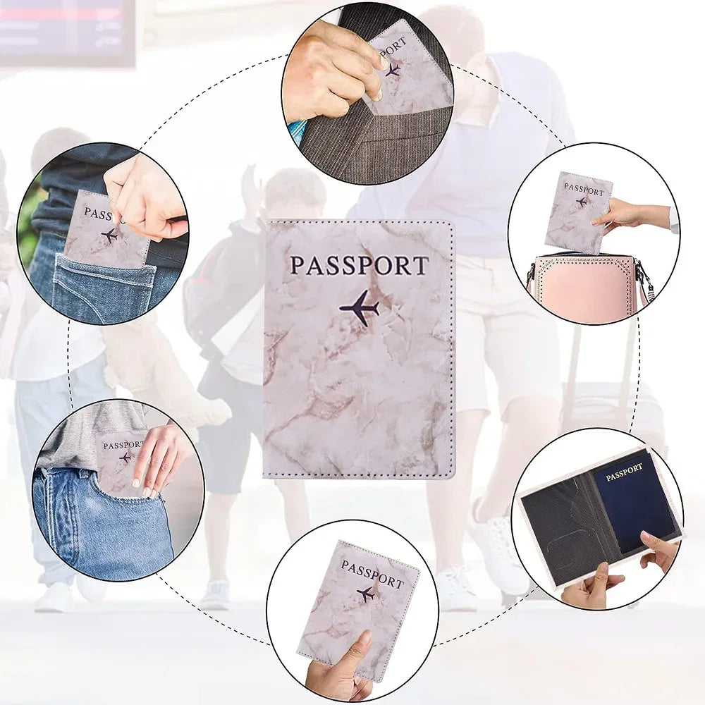 Fashion Passport Protective Cover, Embroidery Letter Pattern Travel Passport Holder, Wallet Gift PU Leather Card Case Cover Unisex