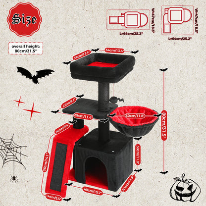 Cat tree, Cat Tower for Indoor Cats, 2 Styles Cat Activity Tree with Cat Scratching Posts, Big Hammock and Removable Top Perch Grey