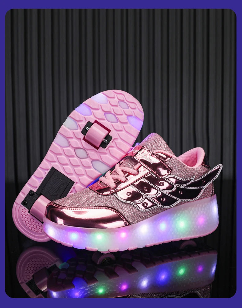 Sneakers Roller Shoes Outdoor Deformation Parkour Skates Dual-Use Children Girls Boys Adult Men Women Unisex Roller Skates