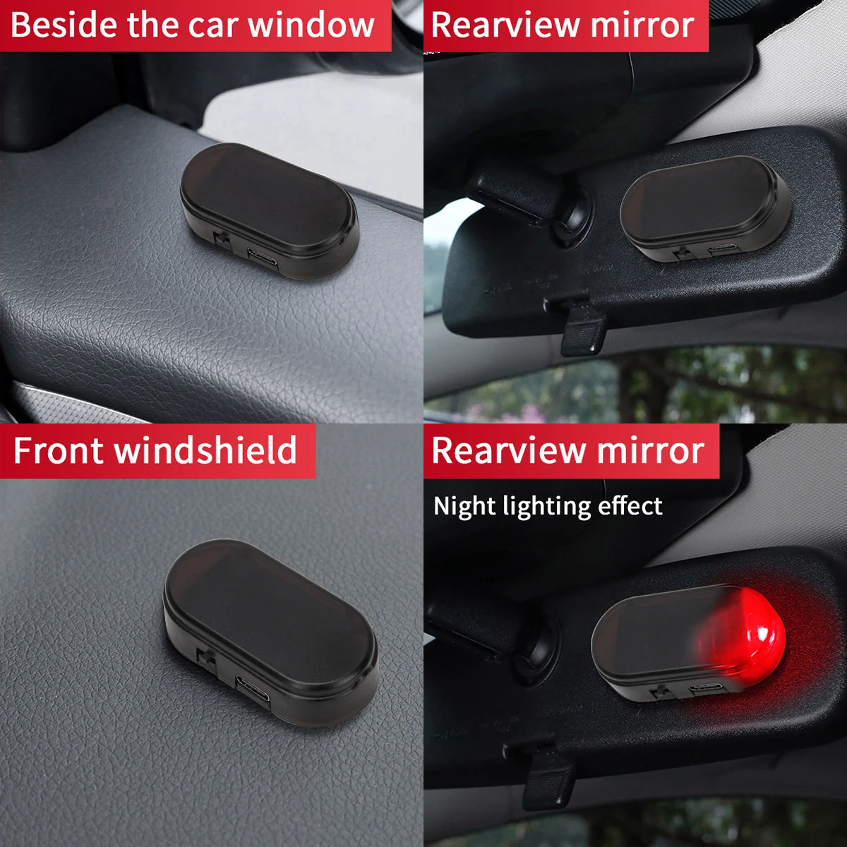 Car Fake Security Light Solar Powered Simulated Dummy Alarm Wireless Warning Anti-Theft Caution Lamp LED Flashing Lights