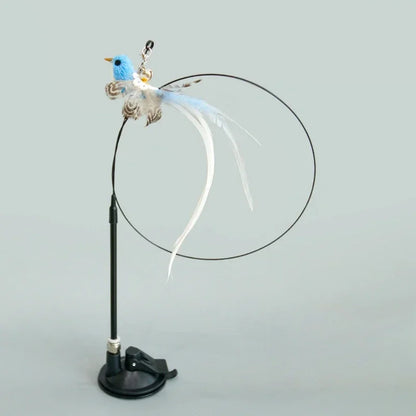 Interactive Cat Toy Hands-Free Cat Stick Playing Kitten Playing Teaser Wand Toy Suction Cup Bird/Feather Cat Wand Pet Supplies