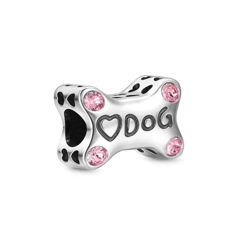 Hot Selling 925 Silver Pink Cake, Dog Paw, Luggage, Cup Bead Pendant Suitable for European Original Bracelet DIY Exquisite Jewelry