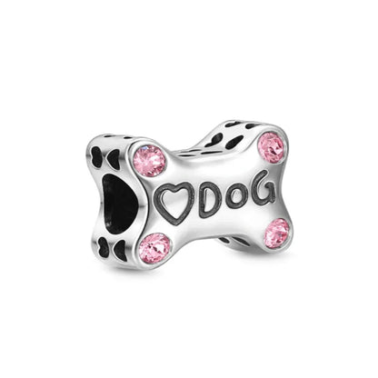 Hot Selling 925 Silver Pink Cake, Dog Paw, Luggage, Cup Bead Pendant Suitable for European Original Bracelet DIY Exquisite Jewelry