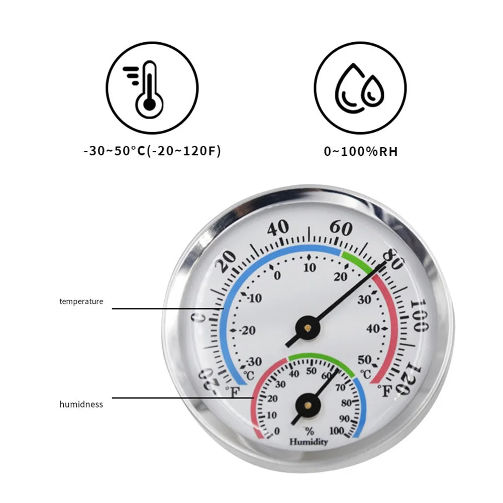 2.28" Thermometer Hygrometer Wall Hung Temperature Humidity Meter Gauge Indoor Outdoor Sauna Room Temperature Humidity Tester