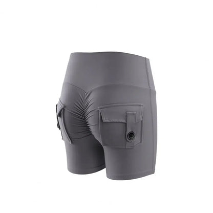 Summer Peach Butt Fitness Exercise Shorts, Three-Quarter Pants, Cargo Air Dry Pocket Yoga Tight Pants, Lift the hips Women's Shorts