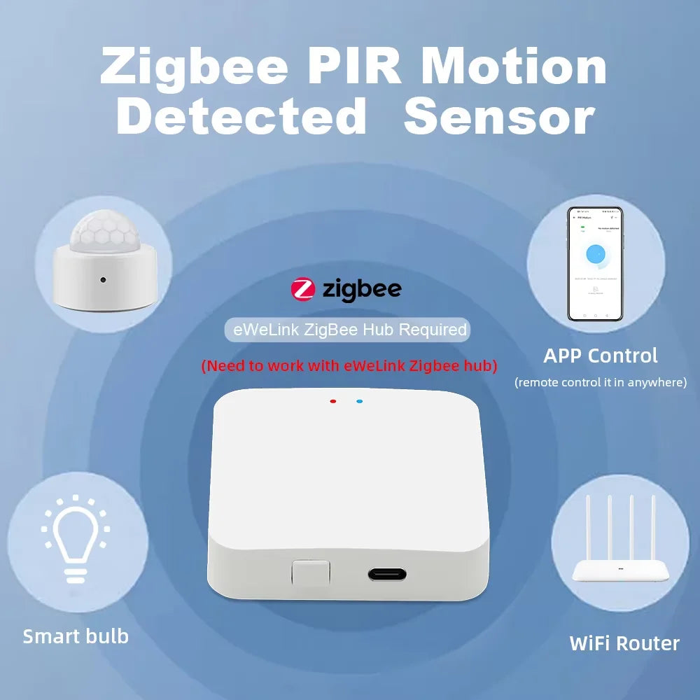 EWelink Zigbee With/Without a Stand PIR Motion Sensor, Human Body Infrared Detector, Security Alarm Sensor Works With APP