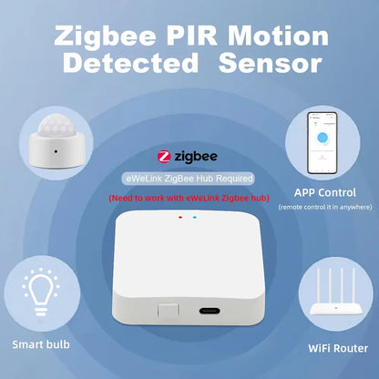 EWelink Zigbee With/Without a Stand PIR Motion Sensor, Human Body Infrared Detector, Security Alarm Sensor Works With APP