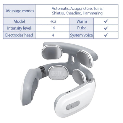 TENS Pulse Back Neck Massage 4 Modes EMS Electric Smart Shoulder Cervical Massager Relaxation Muscle Beating Health Care Tool