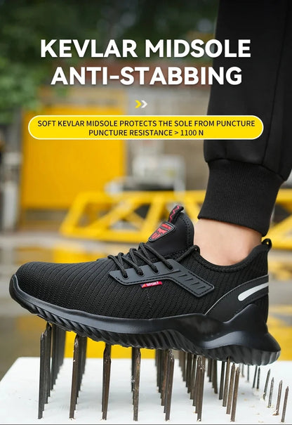 Lightweight Safety Shoes Men Steel Toe Sneakers Puncture Proof Breathable Safety Boots Man Dangerous Construction Work Foorwear