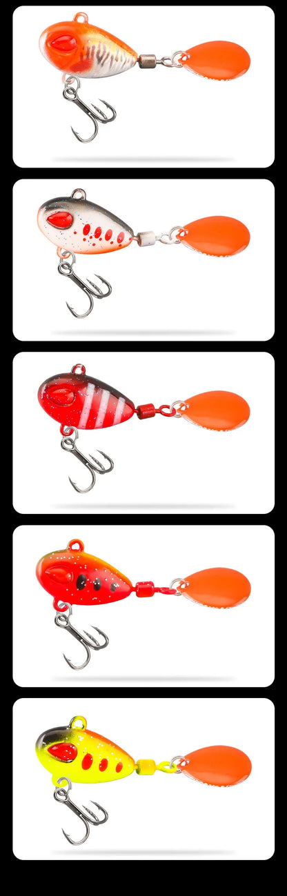 Spoon Spinner Bait Sinking Wobblers Baits Metal Jig VIB Lure Rotating Sequin Tail Lures Far Casting Fishing Baits for Sea Bass