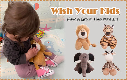 Stuffed Plush Animal Toys Soft Dolls Jungle Lion Elephant Tiger Dog Fox Monkey Deer Children Gift Kawaii Baby Kids Hobby Toys
