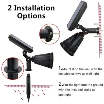 9 LEDs Solar Spotlights, Outdoor IP65 Waterproof, Spot Lights, Brightness Adjustable for Garden Backyard Driveway Patio Decor