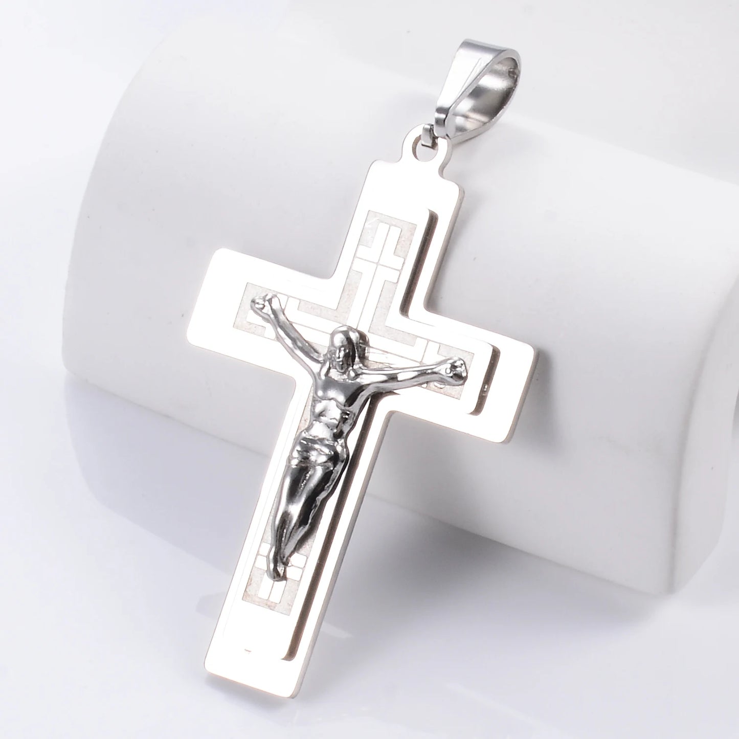 Stainless Steel Cross Pendant Jesus Prayed Fashion Men Women Metal Geometry Punk Gothic Party Jewelry Vintage Gifts