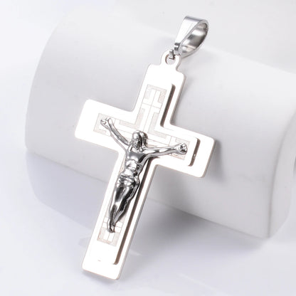 Stainless Steel Cross Pendant Jesus Prayed Fashion Men Women Metal Geometry Punk Gothic Party Jewelry Vintage Gifts