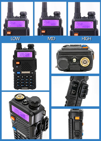Walkie Talkie, UV 5R 5W 8W Dual Band Ham Two Way Radio, Vhf Uhf FM Radio, Handheld Transceiver, Hunting 16KM, BAOFENG