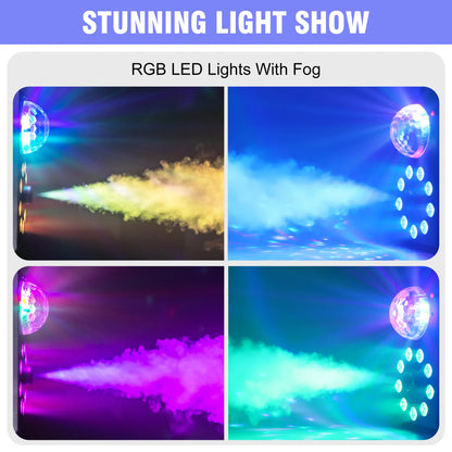 700W Smoke Machine, Wireless Remote Control Effect Fogger, 3in1 LED RGB Stage Light, Fog Machine, DJ Disco Party Halloween, U'King
