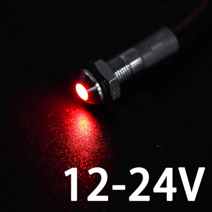 1PC IP65 6mm LED Waterproof Metal Indicator Light Signal Lamp With Wire 5V 12V 24V 220V Red/Yellow/Blue/Green/White Metal Button
