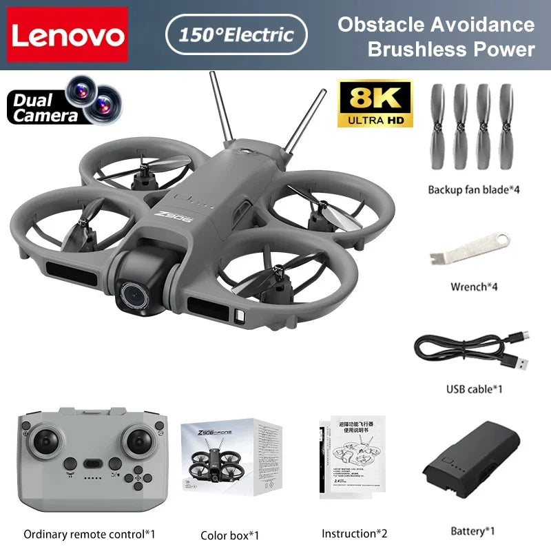 Lenovo Drone 8K Aerial HD Intelligent Avoiding Obstacle with Larger Screen Remote Control Folding Brushless Power GPS Drone