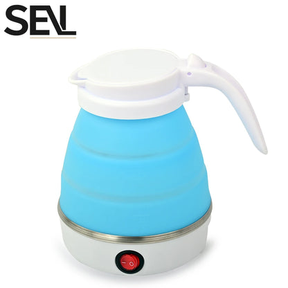 0.6L Mini Foldable Electric Kettle, Portable Electric Kettle, Household Travel Water Heater, Silicone Compression 110V-220V
