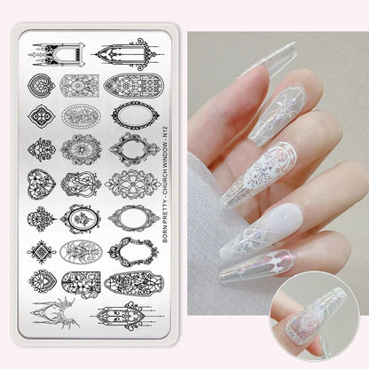 BORN PRETTY Stamping Plate Snowflake Winter Christmas Flower Snakes Design For Nail Polish Printing Template Tools Supplies