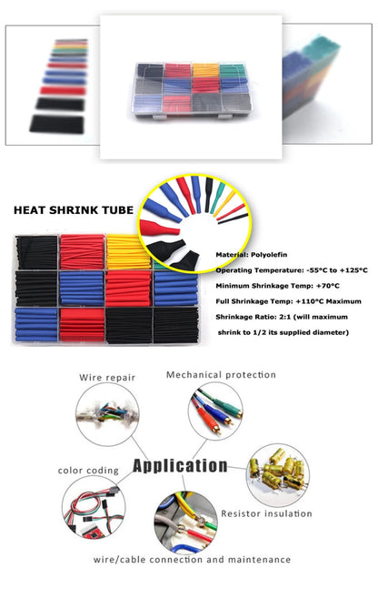 Thermoresistant Tube heat shrink tubing kit, Termoretractil Heat shrink tube Assorted Pack, diy insulation for cables shrink wrap