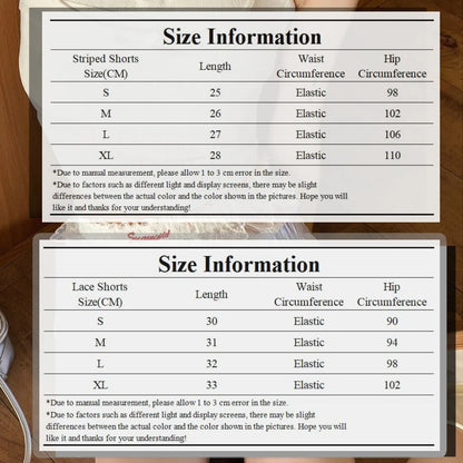S,M,L,XL Sexy Cute Summer Striped Shorts Blue Pink Elastic Waist Shorts Button Embroidered Lace Shorts Leggings for Women Girl