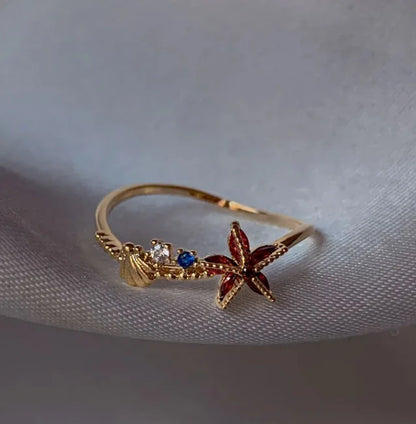 New Cute Colorful Zircon Flower Ring For Women Girl, Fashion Vintage Zircon Adjustable Rings, Jewelry Gift