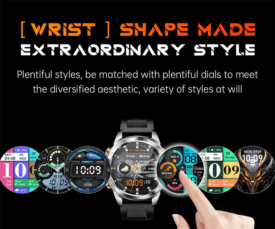 New Outdoor Sport Smart Watch, For Men, 1.46" AMOLED Screen LED, Flashlight, 515mAh Battery, 10ATM Waterproof, Bluetooth Call Smartwatch