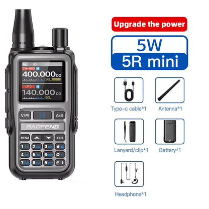 1PC Baofeng UV 5RMINI Wireless Frequency Reading Walkie Talkie AM Long Range Multi-Band Type-C Charger Ham Radio