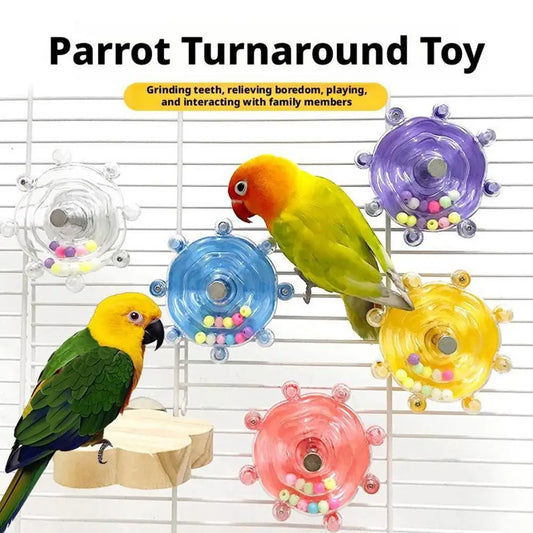 Parrot Decompression Toy Unique Rotating Energy Release Wheel - Safe Bird Cage Toy for Parrots to Help Pets Release Excess Energy