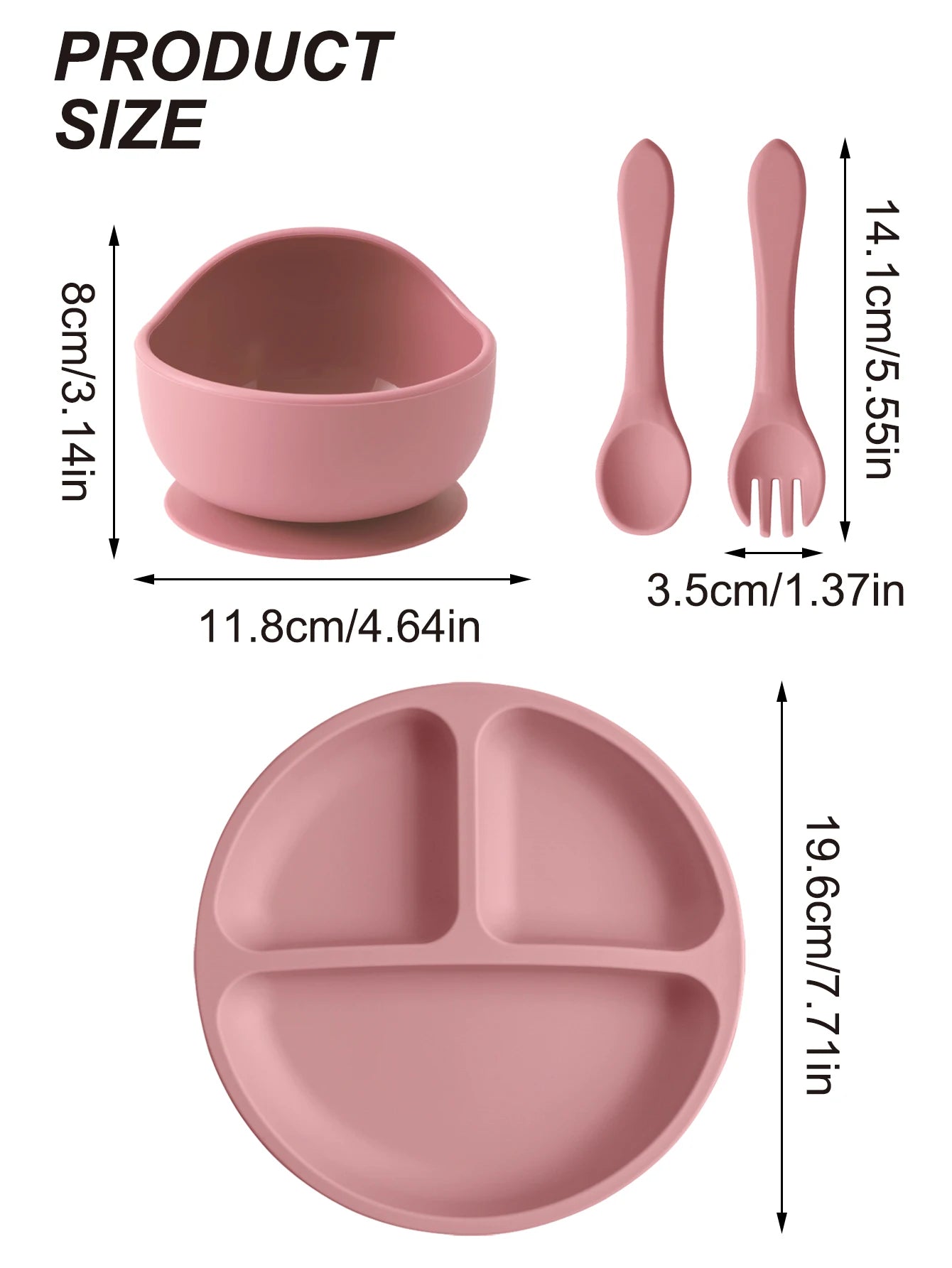 4PCS Baby Silicone Feeding Set Suction Dishes Plate Spoon Fork BPA Free Sucker Bowl Toddler Training Tableware Essentials
