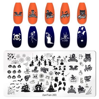 RJ Halloween Nail Stamping Plates, Beautiful zombie Festival Pattern Nail Art Image Plates, Stainless Steel Nail Art Plate Stencil