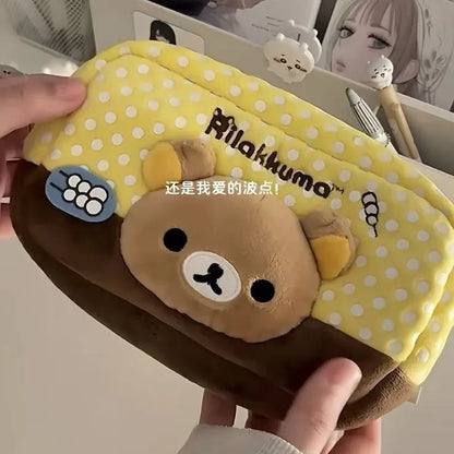 Rilakkuma Sundry Storage Bag Cute Cartoon Coin Purse Wallet Large-Capacity Portable Makeup Bag Practical Gifts Anime Periphery