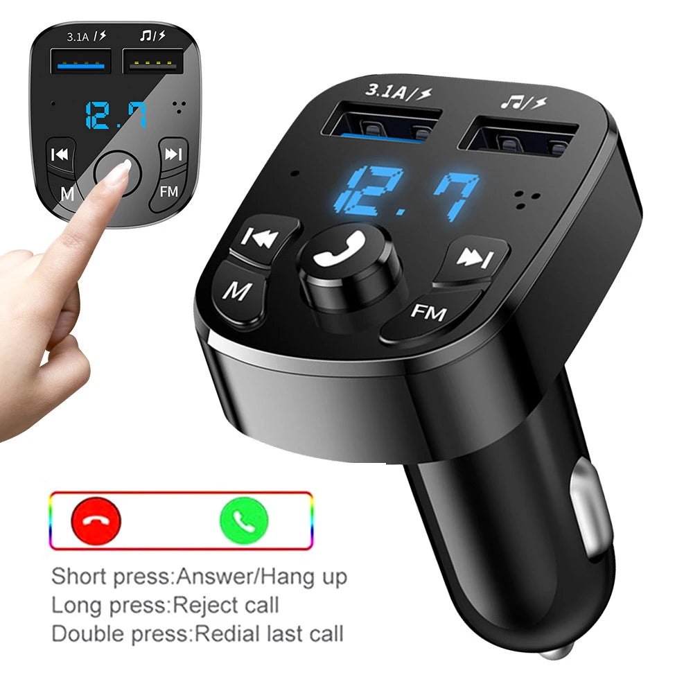 Bluetooth 5.0 Fm Transmitter Car Wireless Fm Radio Modulator Car Kit Dual USB Car Charger Adapters FM Transmitter Receiver