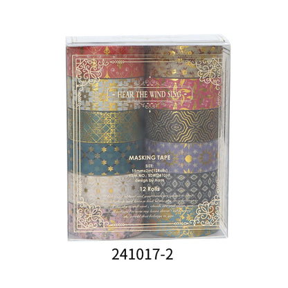Creative Floral Hot Foil Washi Tape Set, 12 Rolls Decorative Masking Tape for Scrapbooking, Journaling, DIY Gift Supplies