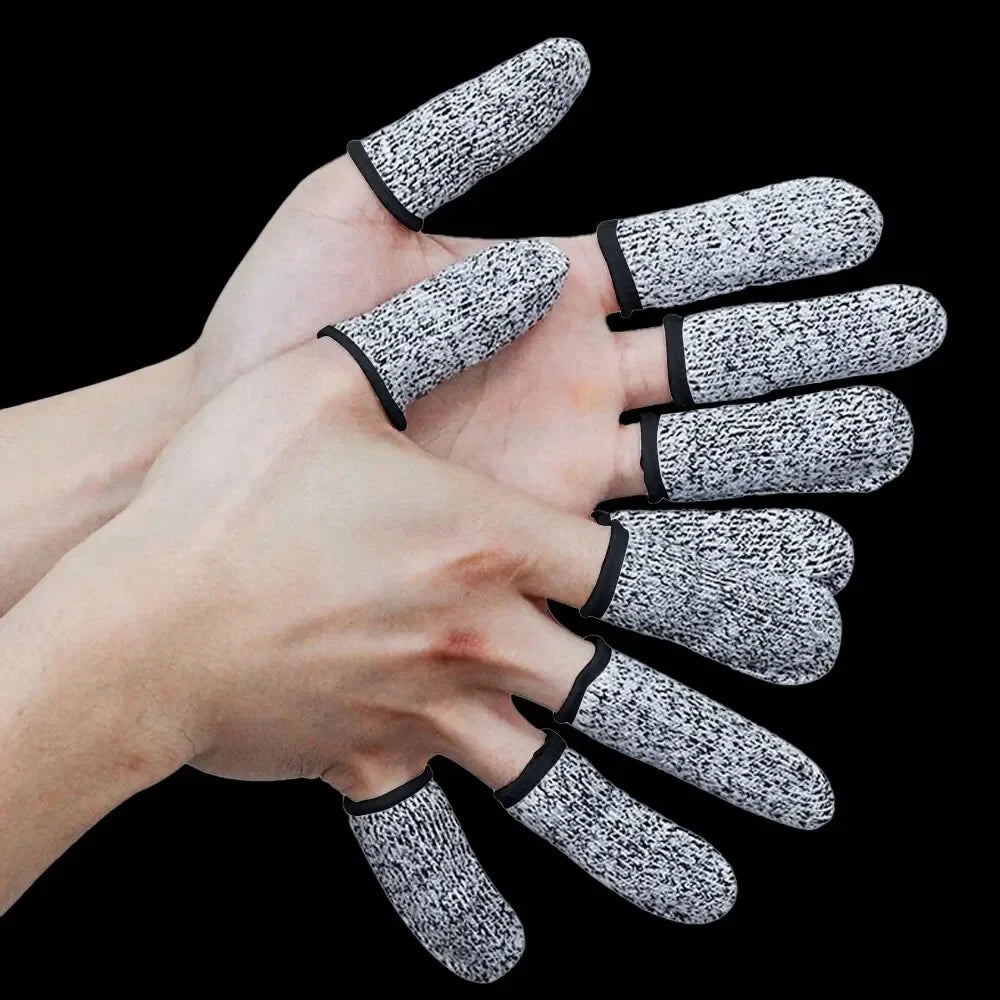 10Pcs, Anti-Cut Finger Cover, Finger Protector Sleeve, Level 5 High-Strength Safety Flexible Anti Cut Fingertip Gloves, Kitchen Tool