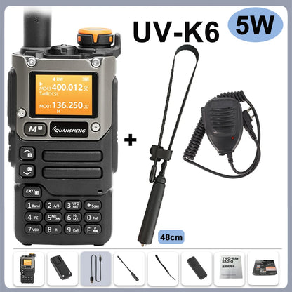 Quansheng UV-K6 Walkie Talkie 5W Radio de banda aérea Carga tipo C UHF VHF DTMF FM Scrambler NOAA Frecuencia inalámbrica Radio CB de dos vías