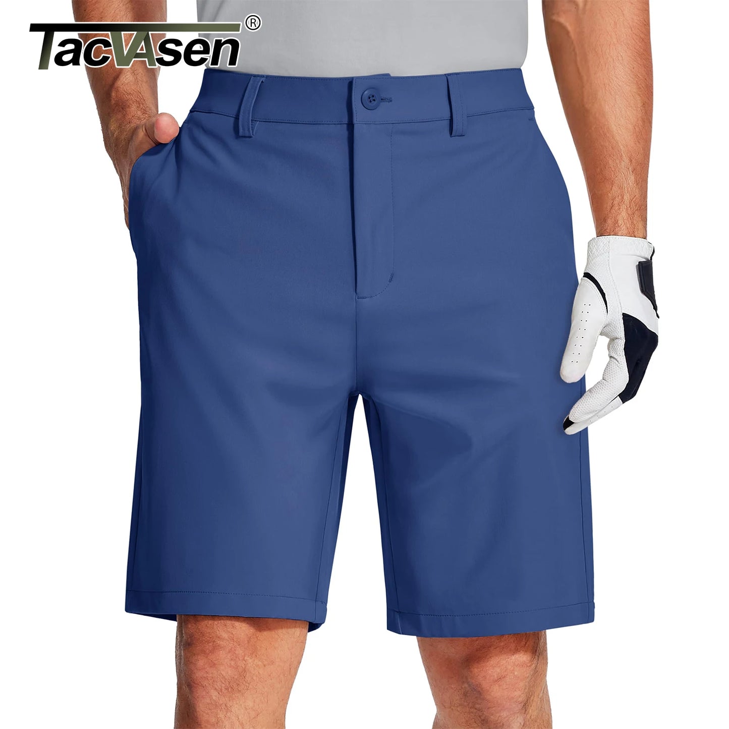 Golf Quick Dry Shorts, Men Stretch Lightweight Dress, Work Casual Shorts with 4 Pockets, Flat Front Hiking Shorts, TACVASEN
