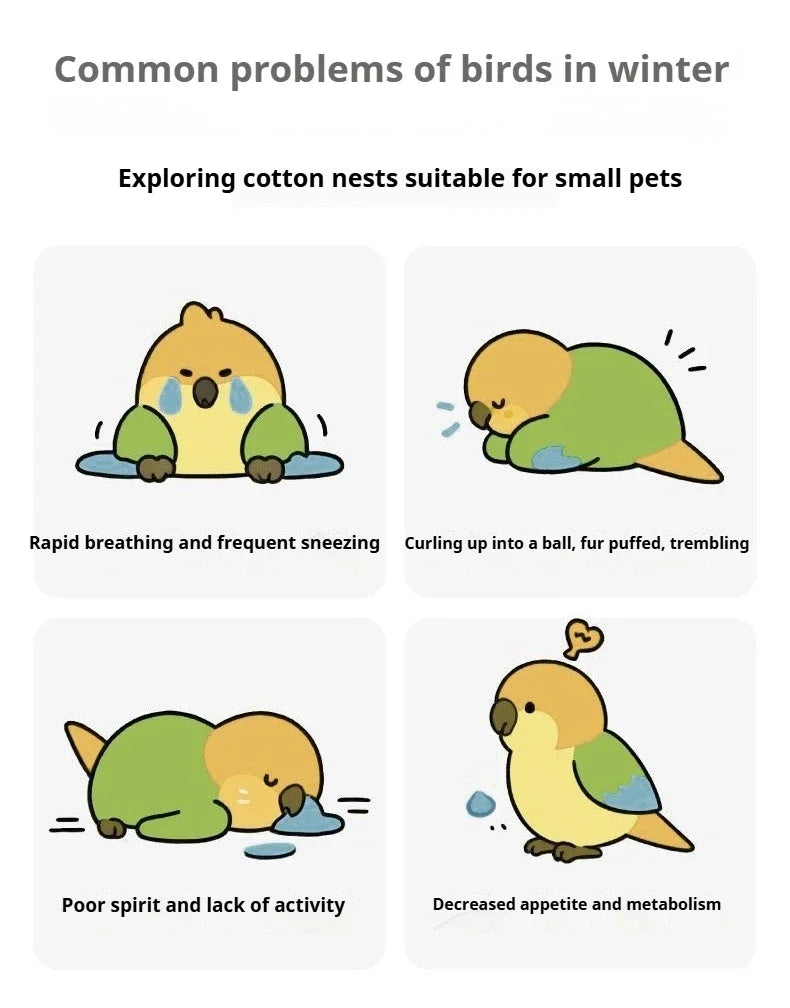 Bird Nest Warmth Parrot Nest Winter Bird Nest Thick Cotton Fleece Flannel Bird Cage Hanging Breeding Nest Small Pet Keep Warm