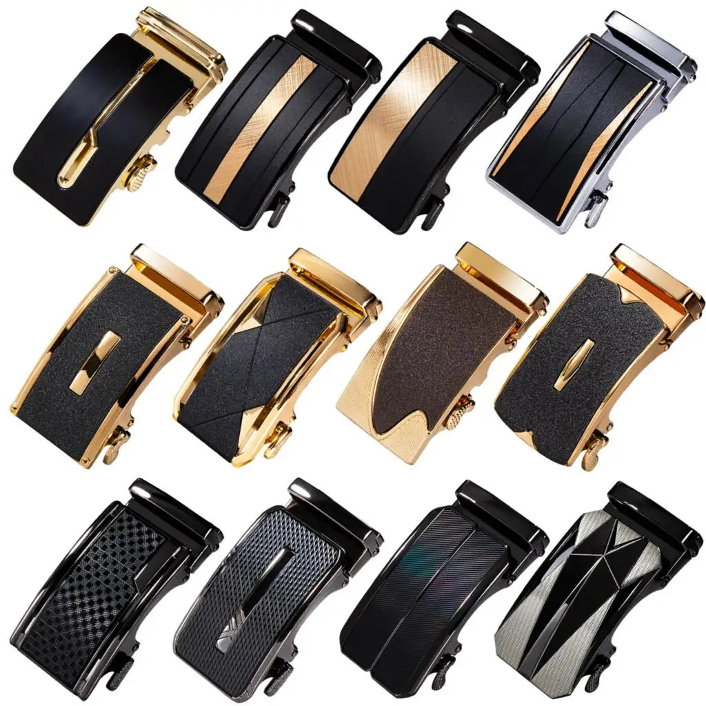 60 Kinds Metal Mens Relacement Belt Buckles Button Sliding Buckle Without Belt Black Gold Blue for 3.5 cm Ratchet Belts ONLY