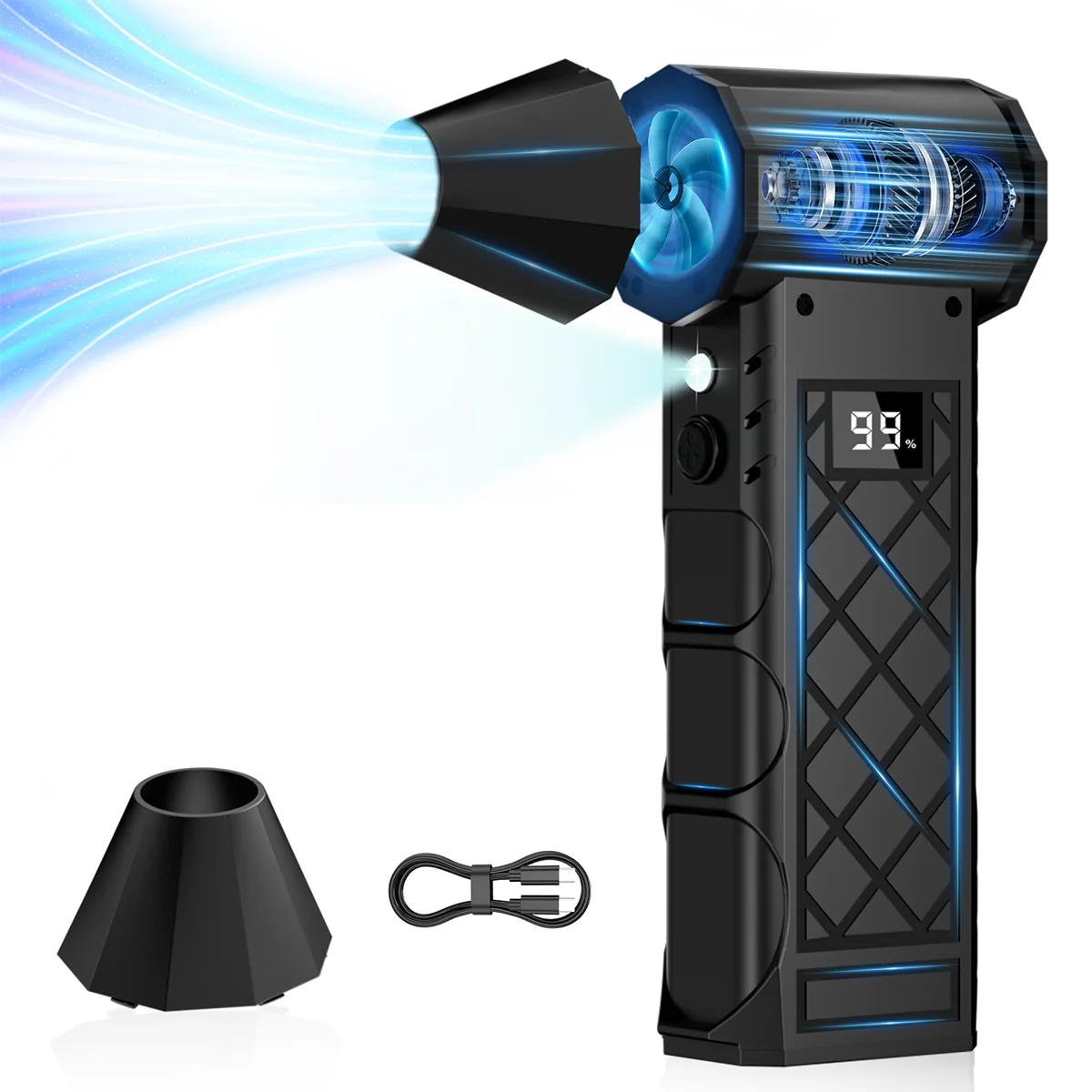 Brushless Wireless Jet Fan Turbo 110000rpm Air Blower For Car Cleaning With LED Light Digital Display Portable Outdoor BBQ Use
