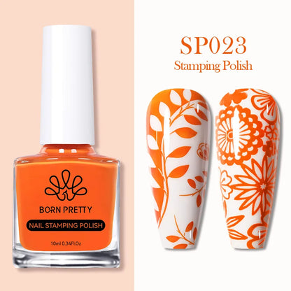 BORN PRETTY 10ml 25 Colors Nail Stamping Polish Nail Art Varnish with Peel Off Nail Latex Black White Colorful Stamp Polish