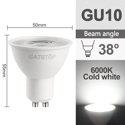 8pcs, Led Bulb Lamps, GU10, AC 220V 110V Light Spot Real Power, 3W 5W 6W 7W 8W 9W Warm White Cold White Lampada for Home LEDs Lamp