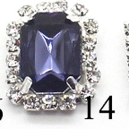 10Pcs, 15*20mm Metal Rectangle Rhinestone Sewing Accessories, DIY Clothing Hair Jewelry Decorative Accessories