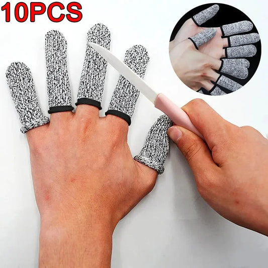 10Pcs, Anti-Cut Finger Cover, Finger Protector Sleeve, Level 5 High-Strength Safety Flexible Anti Cut Fingertip Gloves, Kitchen Tool